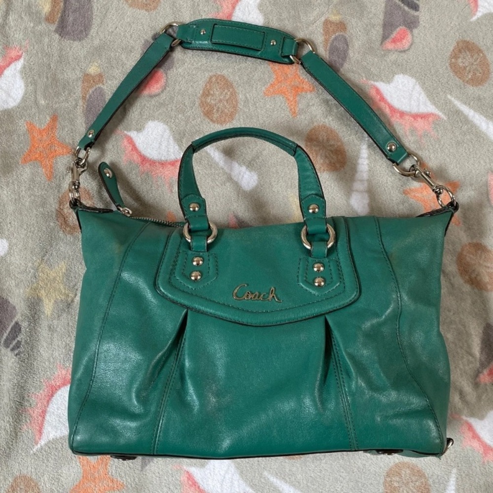 coach emerald/teal hobo bag